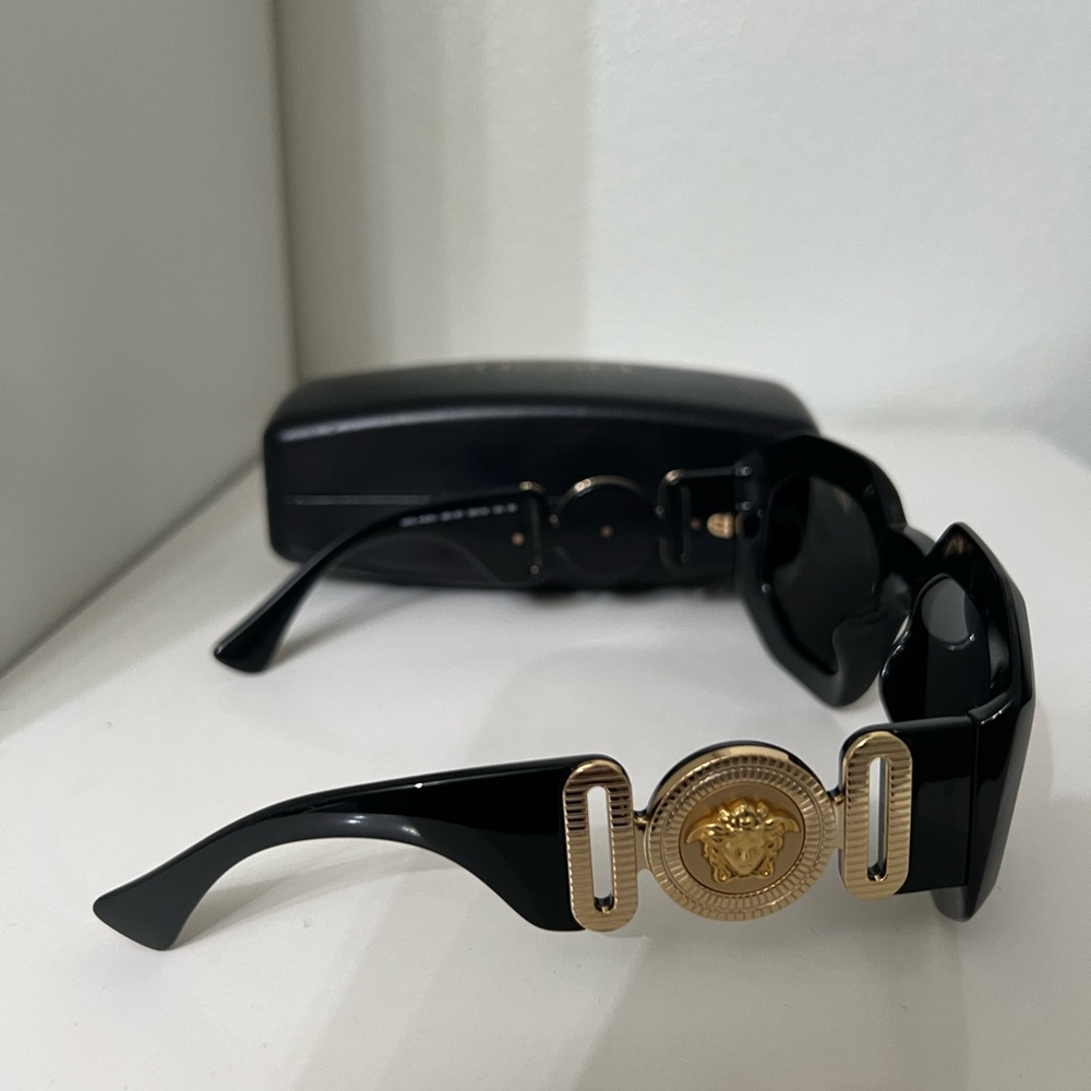 Versace Black Angular Sunglasses - image 8